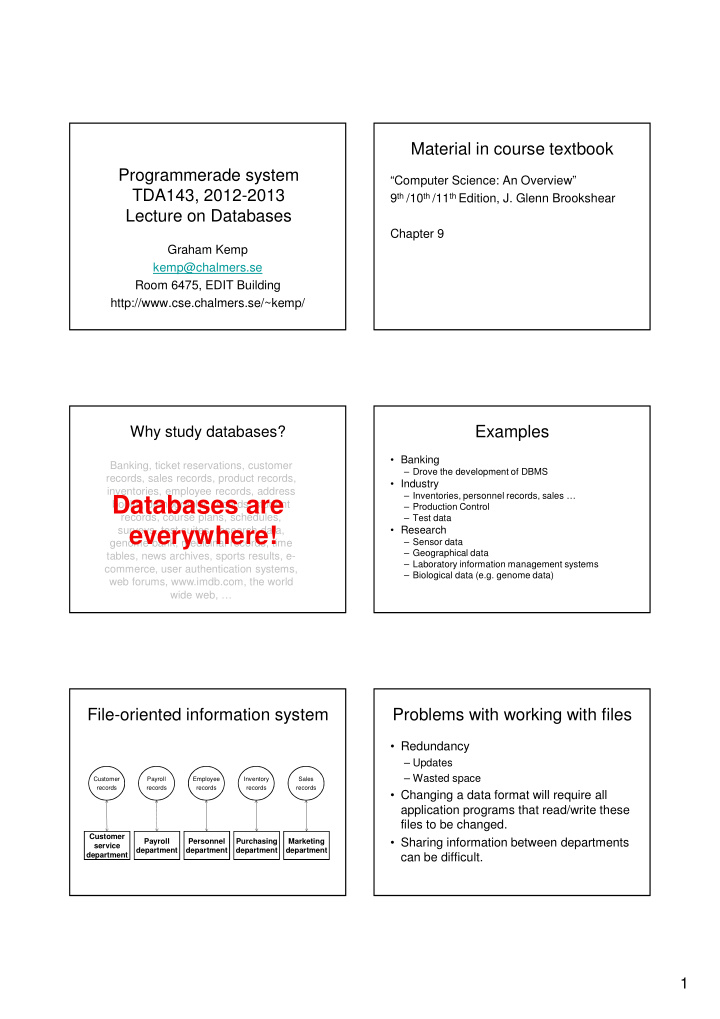 databases are