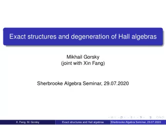 Exact structures and degeneration of Hall algebras  Mikhail Gorsky  (joint with Xin Fang)