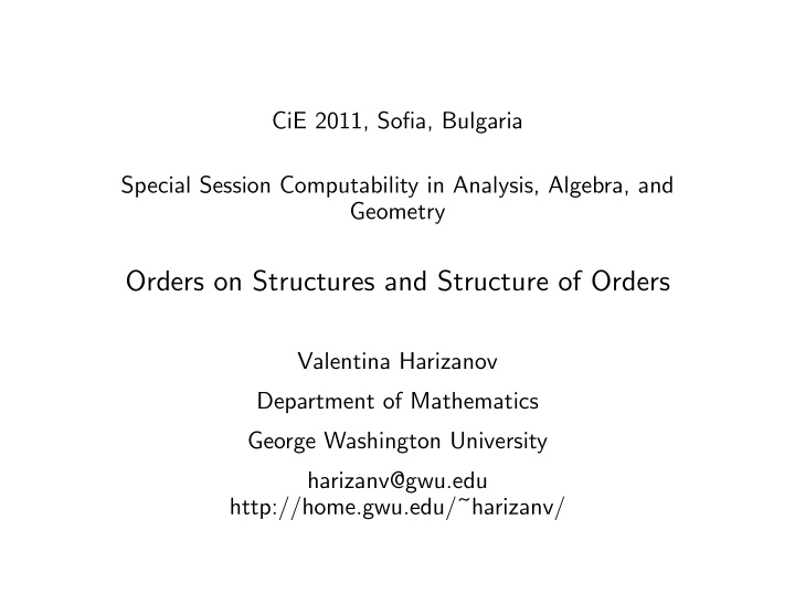 orders on structures and structure of orders