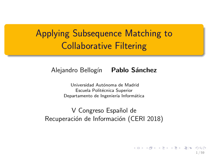 applying subsequence matching to collaborative filtering