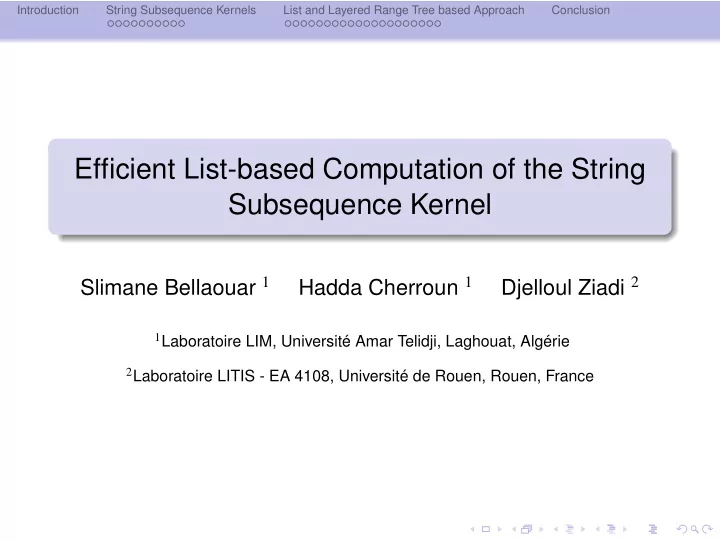 efficient list based computation of the string