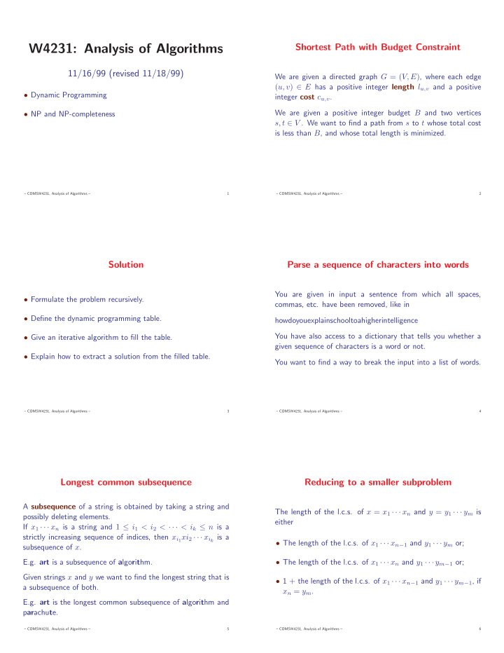 w4231 analysis of algorithms