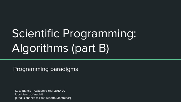 scientific programming algorithms part b
