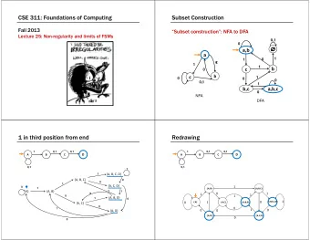 CSE 311: Foundations of Computing  Subset Construction  Fall 2013  Subset construction: NFA