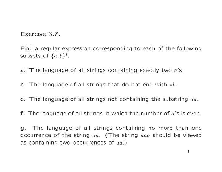 exercise 3 7 find a regular expression corresponding to
