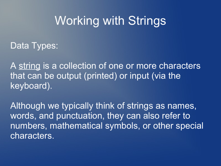 working with strings