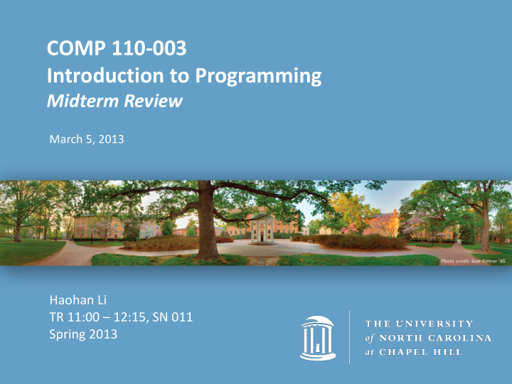 comp 110 003 introduction to programming