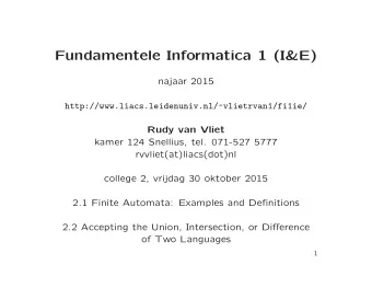 Fundamentele Informatica 1 (I&amp;E)  najaar 2015