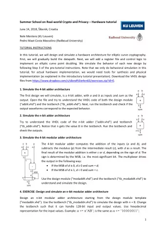 5. Simulate the n-bit modular adder/subtracter architecture  The modular adder/subtracter performs