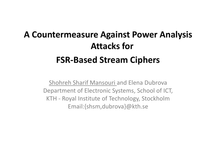 a countermeasure against power analysis