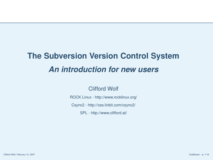 the subversion version control system