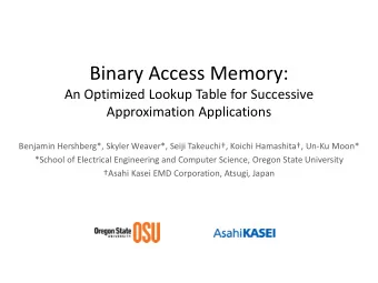 Binary Access Memory:  An Optimized Lookup Table for Successive  Approximation Applications