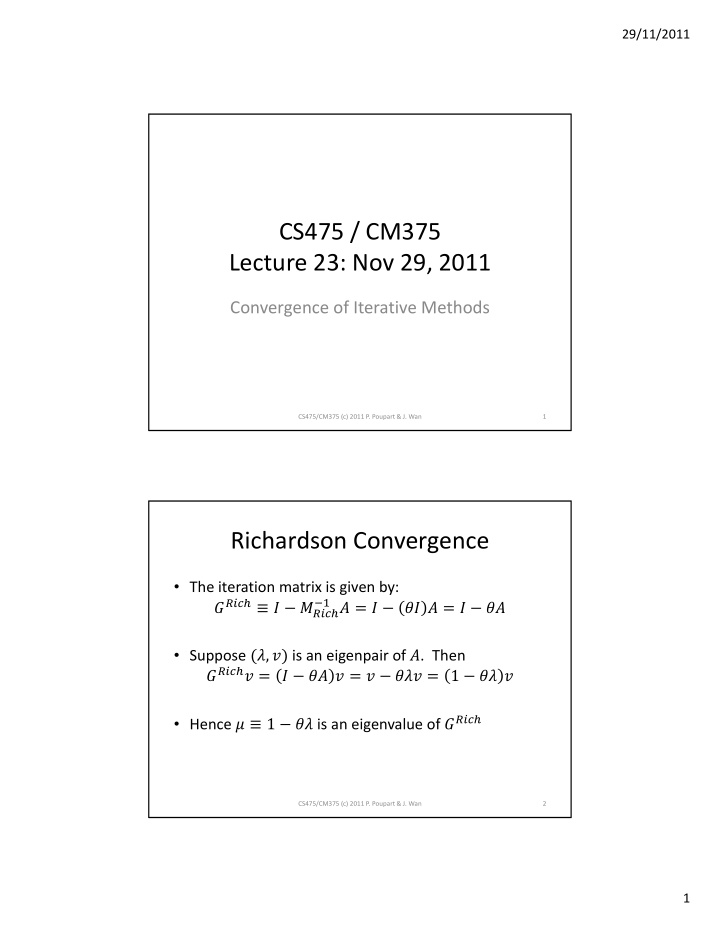 cs475 cm375 lecture 23 nov 29 2011