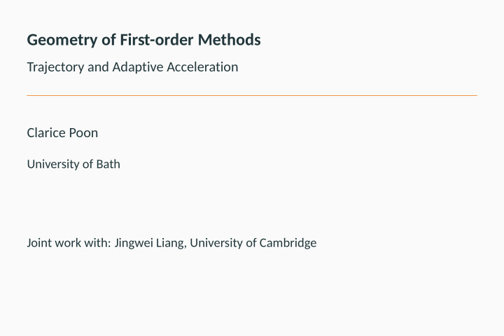 geometry of first order methods