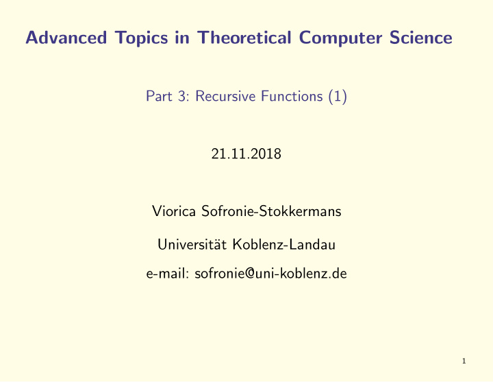 advanced topics in theoretical computer science