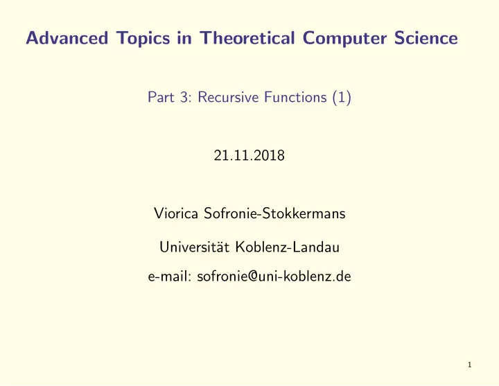 advanced topics in theoretical computer science
