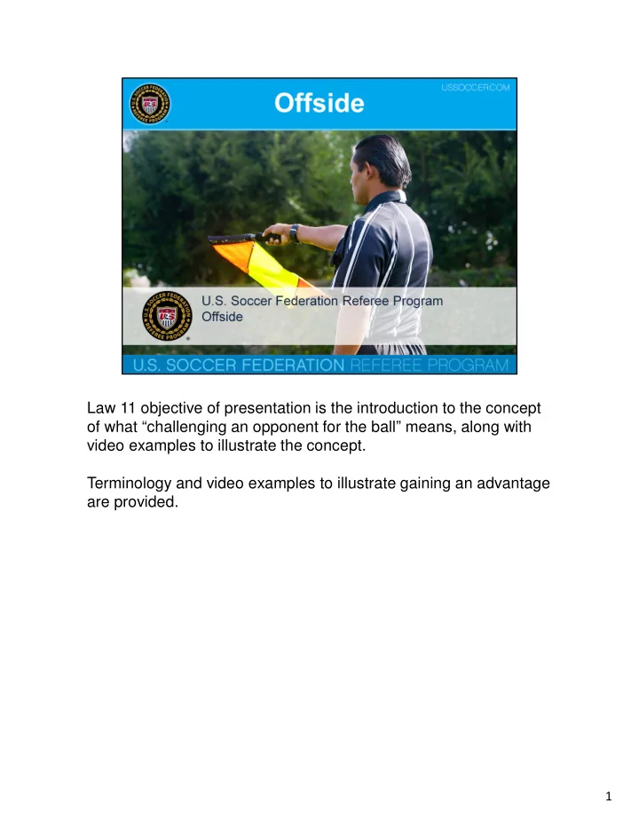 law 11 objective of presentation is the introduction to