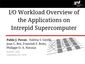 I/O Workload Overview of  the Applications on  Intrepid Supercomputer Pablo J. Pavan , Valria S.
