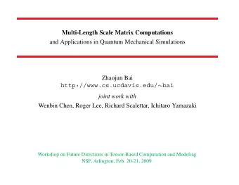Multi-Length Scale Matrix Computations  and Applications in Quantum Mechanical Simulations  Zhaojun