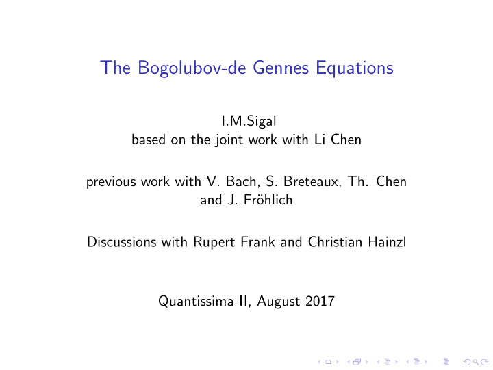 the bogolubov de gennes equations