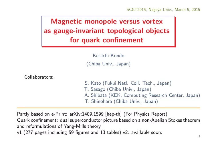 magnetic monopole versus vortex as gauge invariant