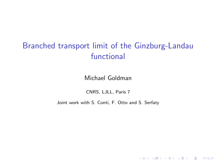 branched transport limit of the ginzburg landau functional