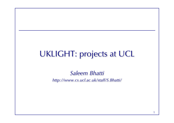 uklight projects at ucl