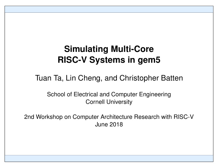 simulating multi core risc v systems in gem5