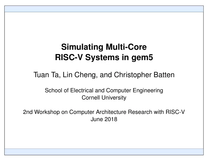 simulating multi core risc v systems in gem5