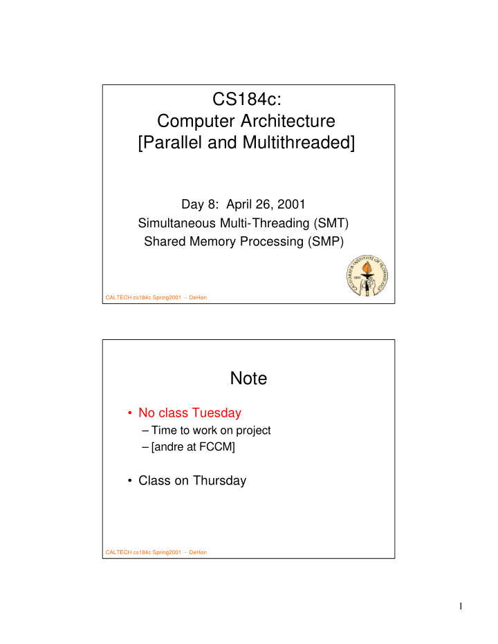 cs184c computer architecture parallel and multithreaded