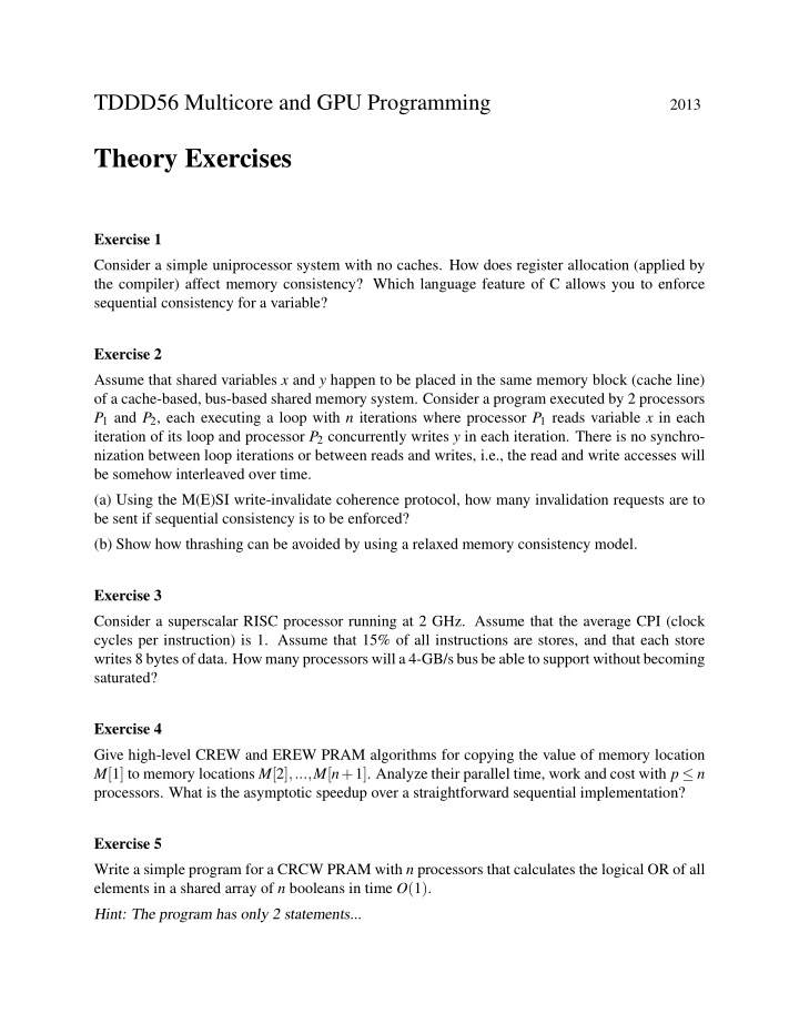 theory exercises