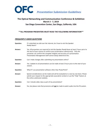 The Optical Networking and Communication Conference &amp; Exhibition March 3  7, 2019 San Diego