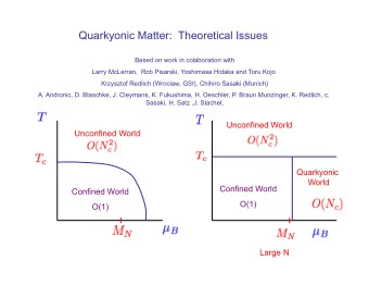 Quarkyonic Matter:  Theoretical Issues  Based on work in colaboration with  Larry McLerran,  Rob