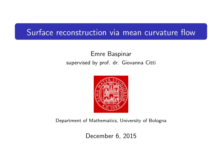 surface reconstruction via mean curvature flow