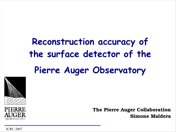 reconstruction accuracy of the surface detector of the