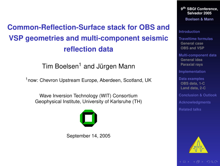 common reflection surface stack for obs and