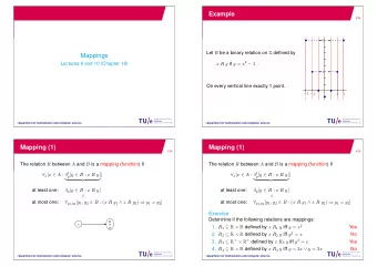 Example  2/24  8 Let R be a binary relation on Z defined by  Mappings x R y if y = x 2  1 .
