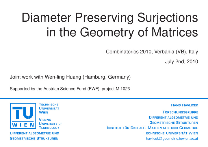 diameter preserving surjections in the geometry of
