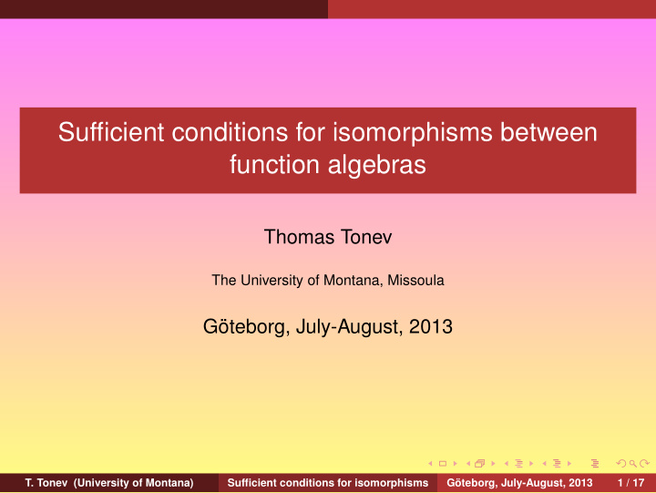 sufficient conditions for isomorphisms between function