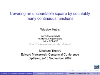 Covering an uncountable square by countably  many continuous functions  Wiesaw Kubi  s