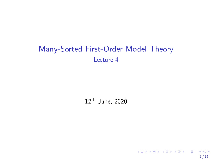 many sorted first order model theory