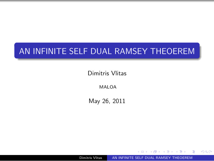 an infinite self dual ramsey theoerem