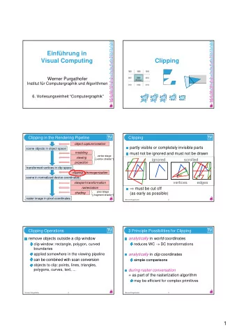 Einfhrung in  Visual Computing  Clipping  Werner Purgathofer  Institut fr Computergraphik und