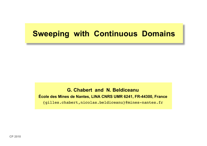 sweeping with continuous domains