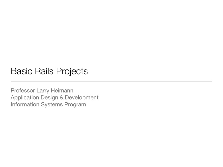 basic rails projects