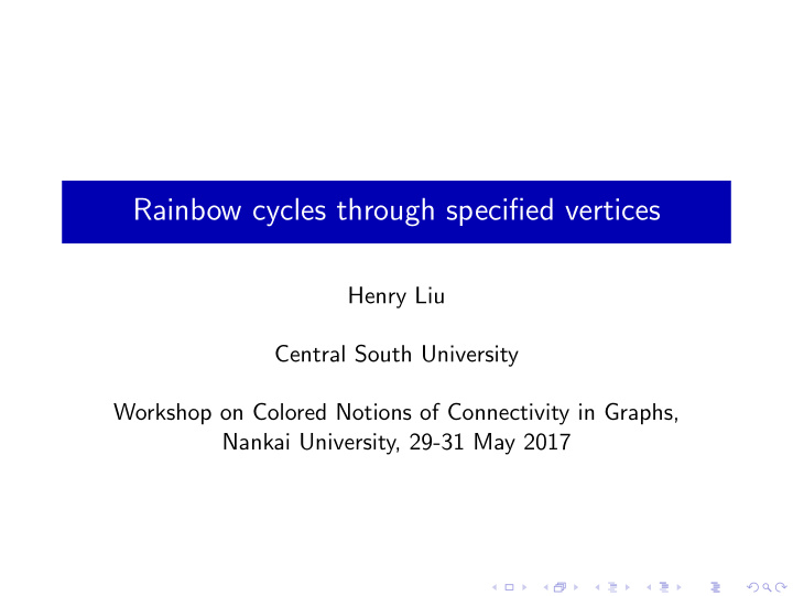 rainbow cycles through specified vertices