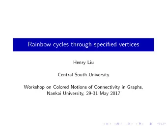 Rainbow cycles through specified vertices  Henry Liu  Central South University  Workshop on Colored