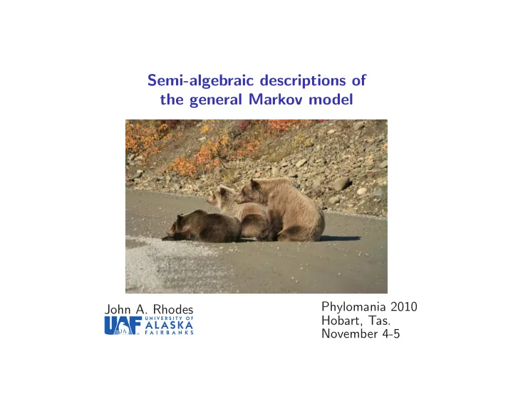 semi algebraic descriptions of the general markov model