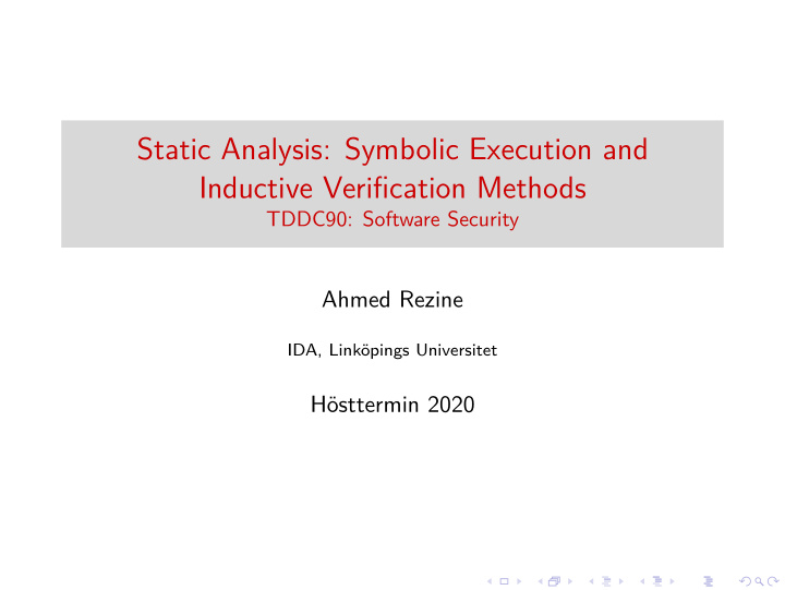 static analysis symbolic execution and inductive