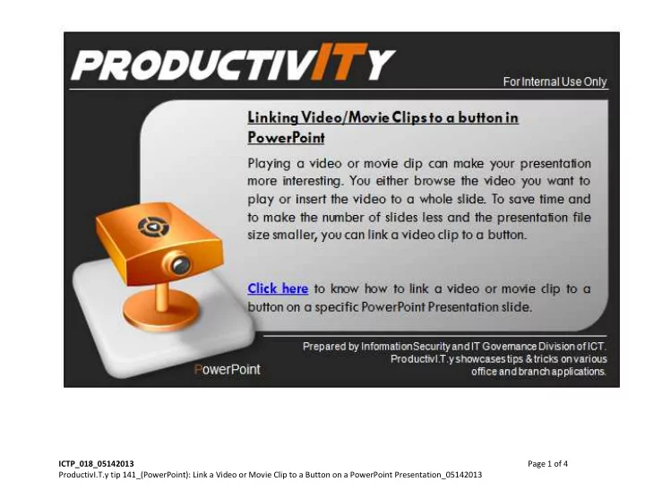 ictp 018 05142013 page 1 of 4 productivi t y tip 141